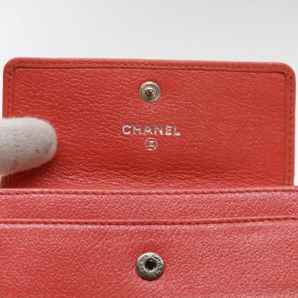 CHANEL Camelia Card Case Leather Pink CC Auth bs4704 - Picture 9 of 16